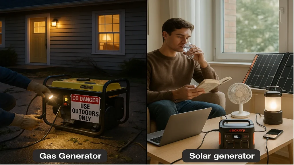 Gas vs solar generator used during blackout at home