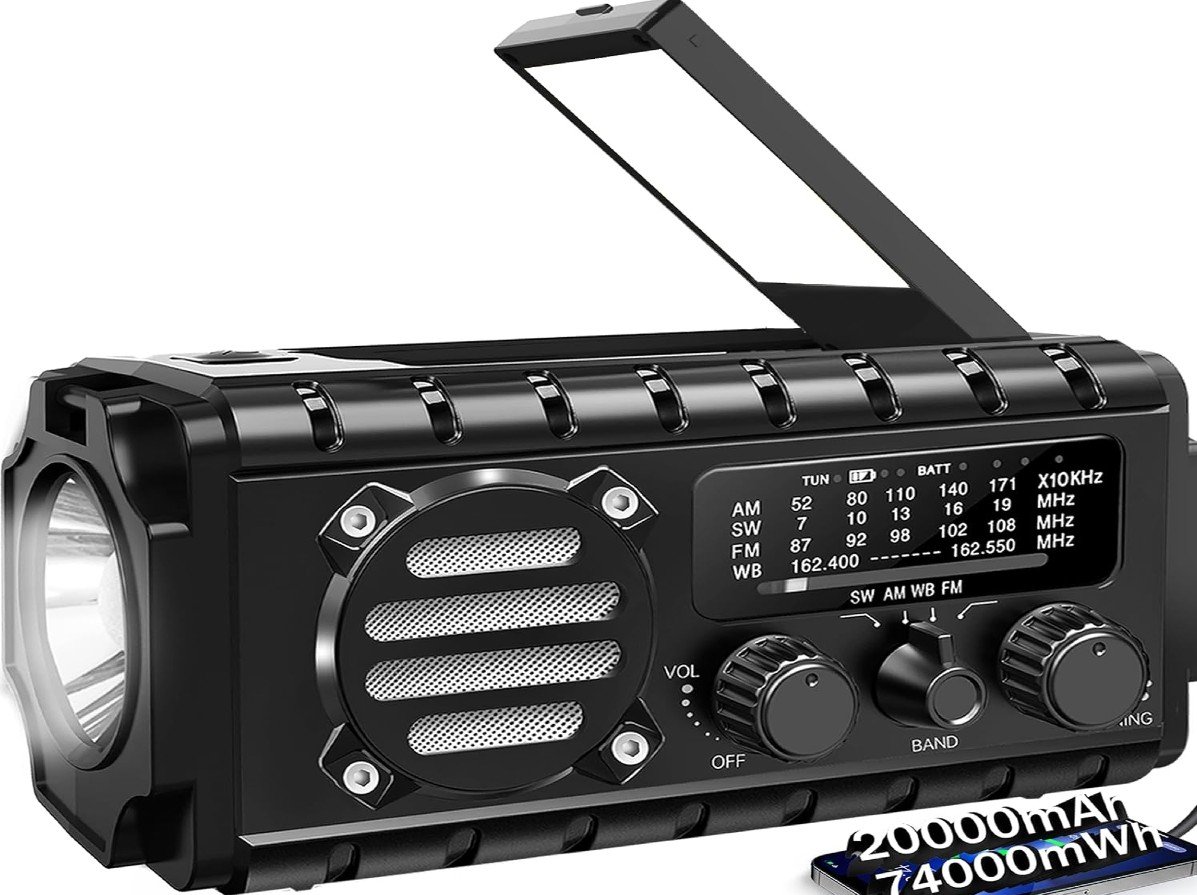 QAUYYW NOAA emergency radio with flashlight and phone charger