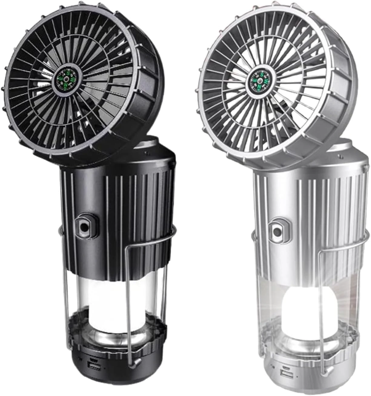 emergency lighting for blackouts Calenarcnt 5-in-1 Portable Solar Camping Lantern with Fan
