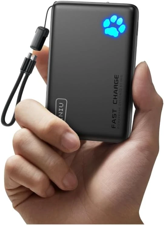 INIU 10,000mAh portable charger for blackouts—compact and lightweight, ideal for emergency kits