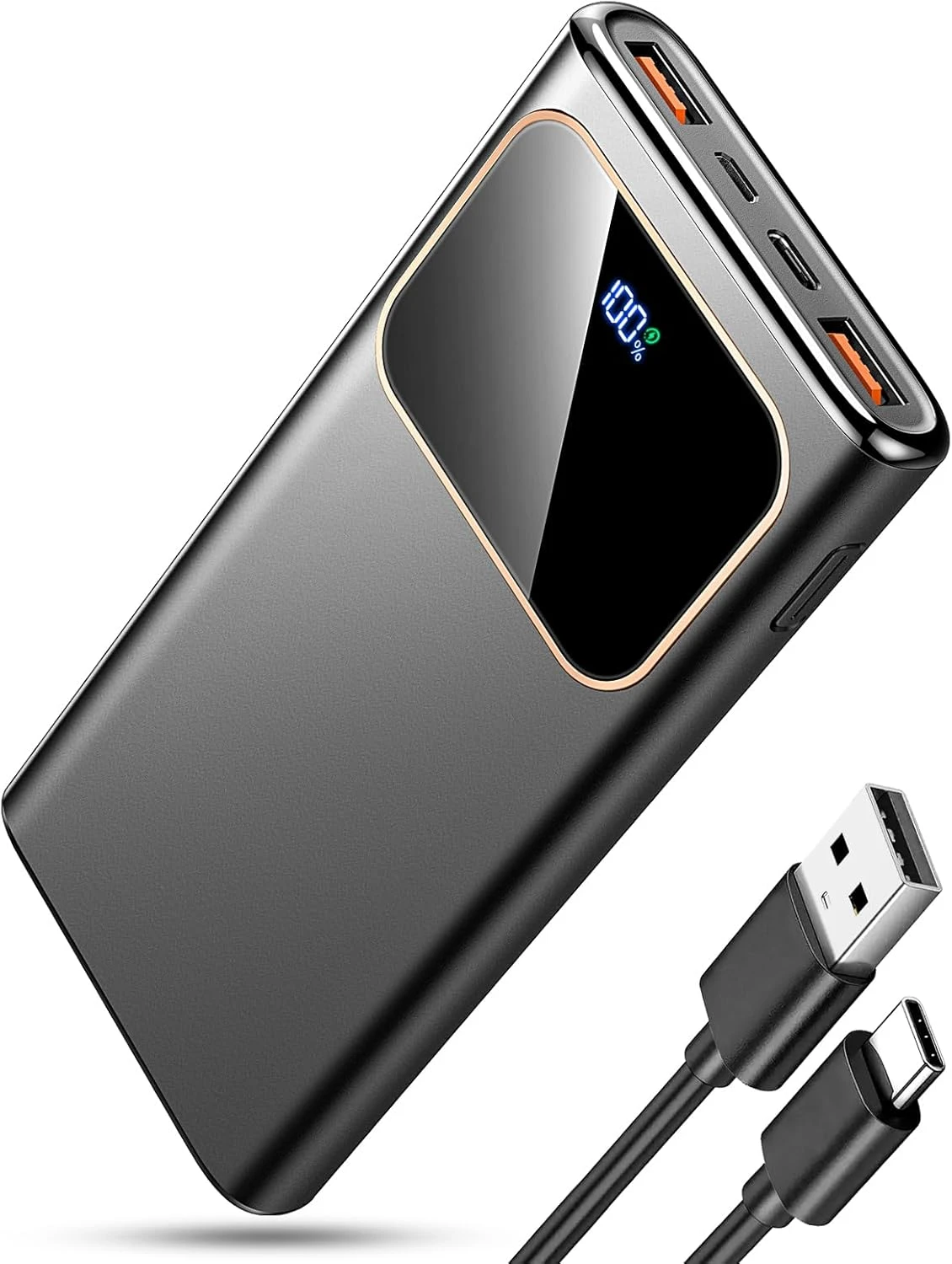 Compact Coucur 10,000mAh portable charger with triple ports and LED display—ideal for blackout backup kits